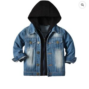 Kids Denim Hooded Jacket - Blue